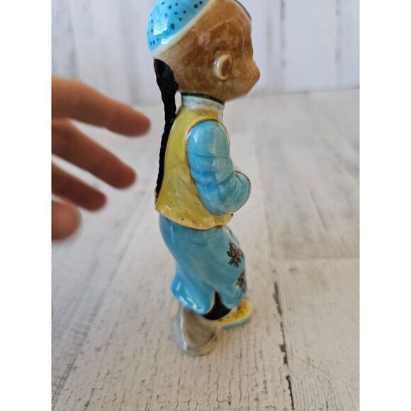 Gort wong li blue vintage boy Buddha Monk figurine Chinese Japanese priolo statu - Picture 6 of 9
